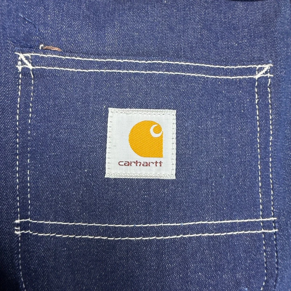 Carhartt B03 DNM Mens 28x30 Denim Work Dungaree Carpenter Jeans Dark Wash Blue